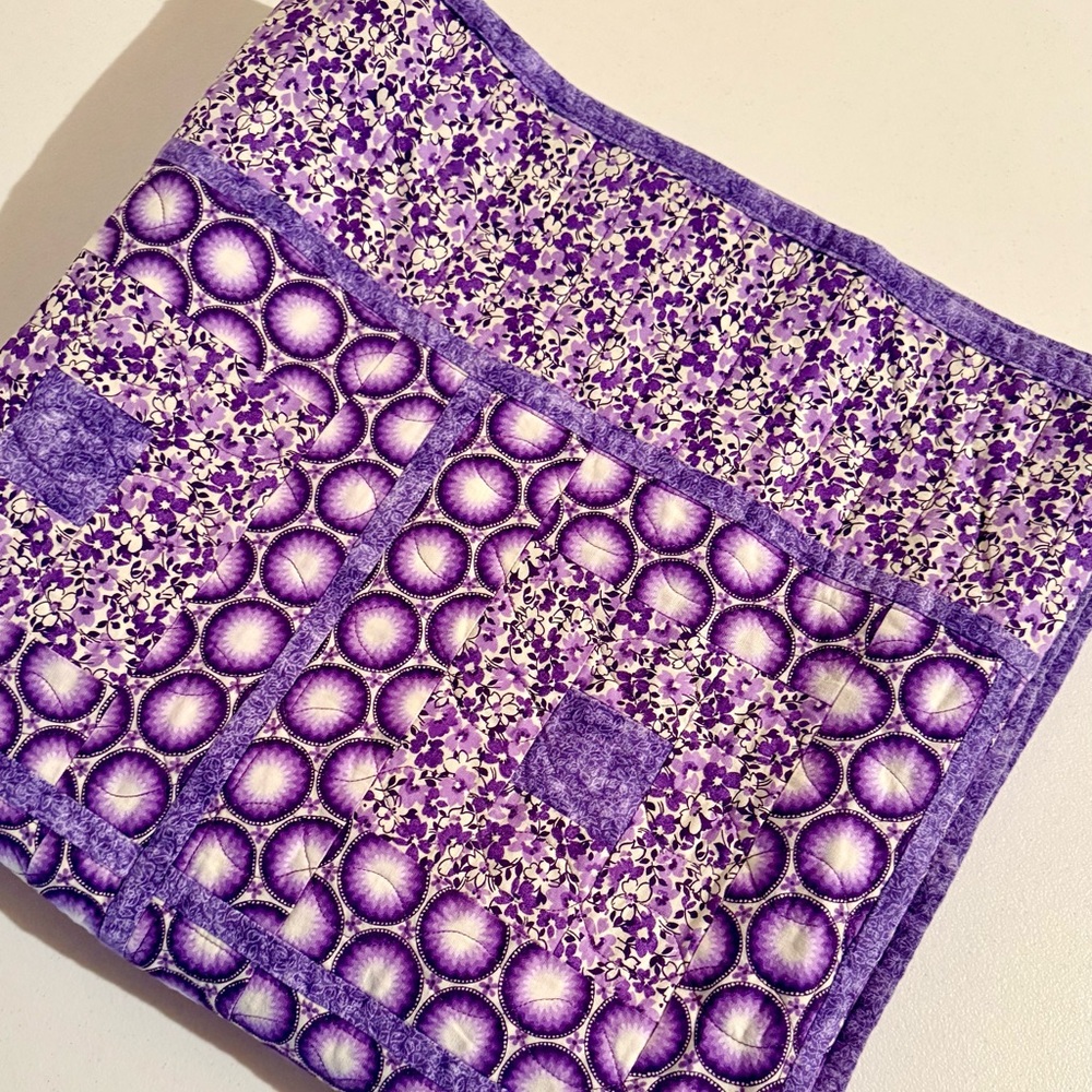 Vintage Purple Patchwork Throw Blanket Quilt